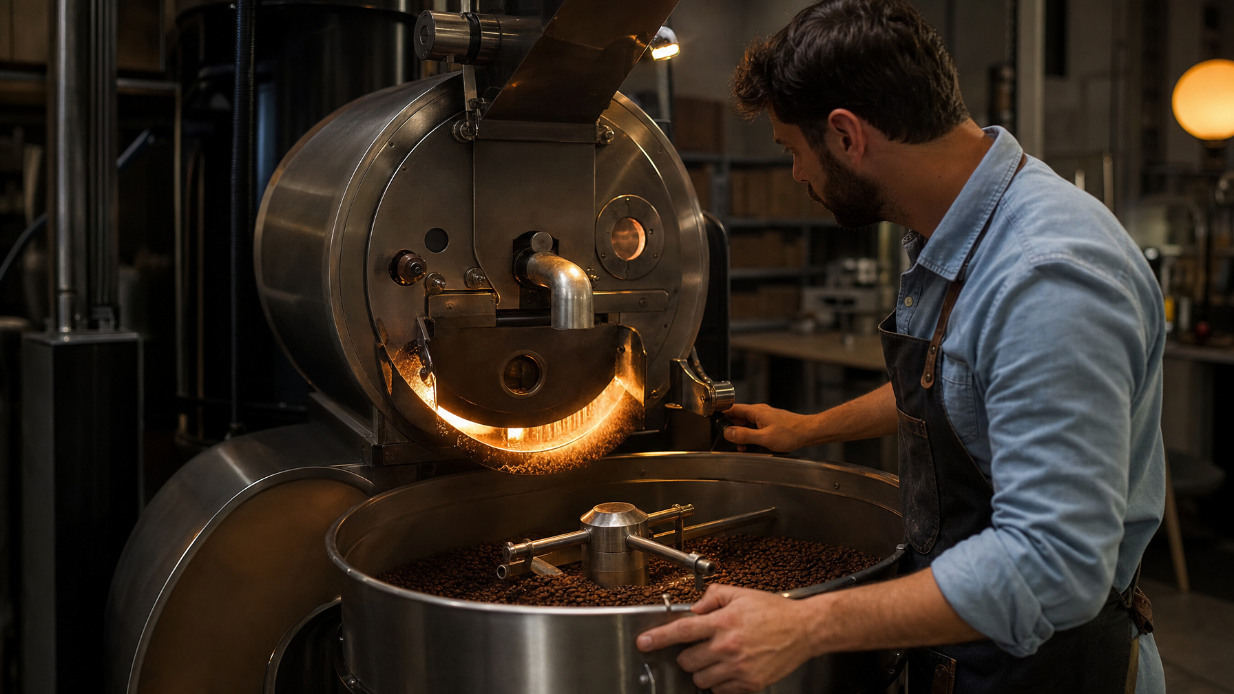 Verschiedene Kaffeebohnen Röstungen von hell bis dunkel auf Holzuntergrund