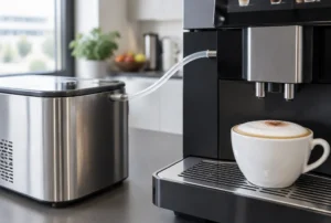 Kaffeevollautomat mit Milchschlauch oder Milchbehälter, welches System im Betrieb hygienischer ist