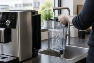 Kaffeemaschine mit abnehmbaren Wassertank oder Festwasser, was im Büro besser passt